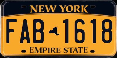 NY license plate FAB1618