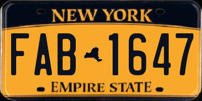 NY license plate FAB1647