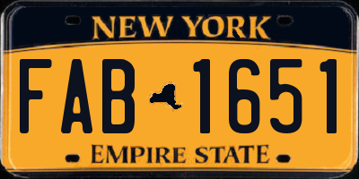 NY license plate FAB1651