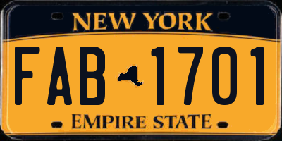 NY license plate FAB1701