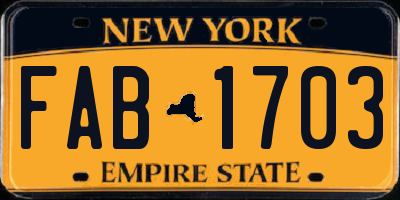 NY license plate FAB1703