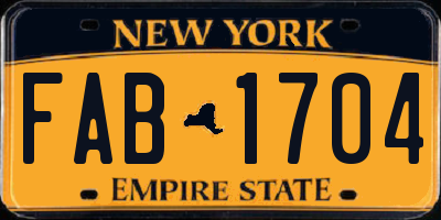 NY license plate FAB1704