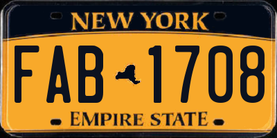 NY license plate FAB1708