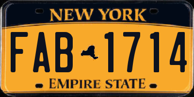 NY license plate FAB1714