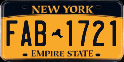 NY license plate FAB1721