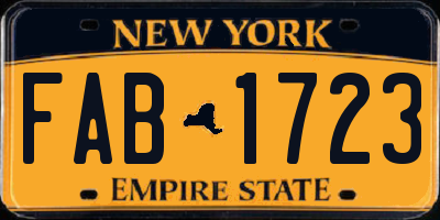 NY license plate FAB1723