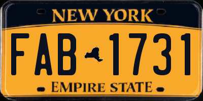 NY license plate FAB1731