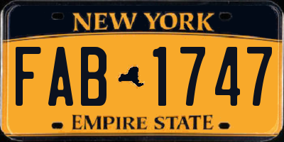 NY license plate FAB1747