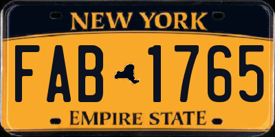 NY license plate FAB1765