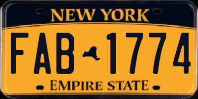 NY license plate FAB1774