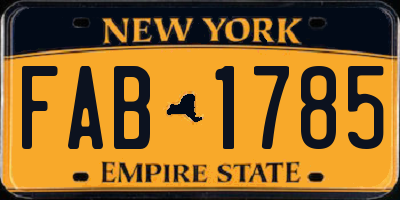 NY license plate FAB1785