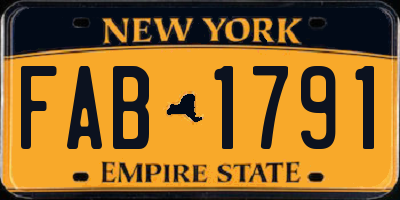 NY license plate FAB1791