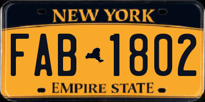 NY license plate FAB1802