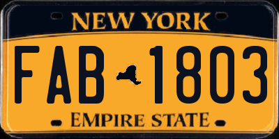 NY license plate FAB1803