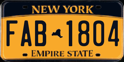 NY license plate FAB1804