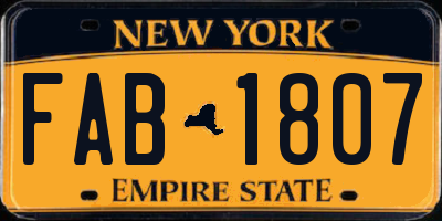 NY license plate FAB1807