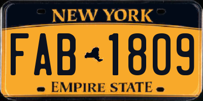 NY license plate FAB1809