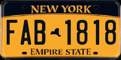 NY license plate FAB1818