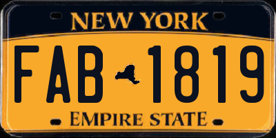 NY license plate FAB1819