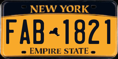 NY license plate FAB1821