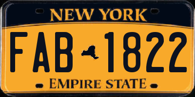 NY license plate FAB1822