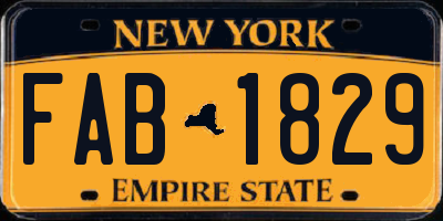 NY license plate FAB1829