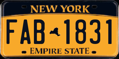 NY license plate FAB1831