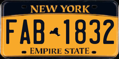 NY license plate FAB1832