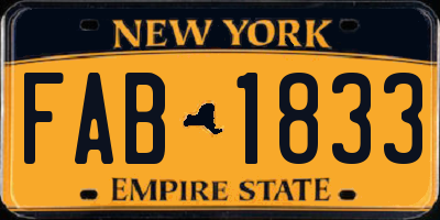 NY license plate FAB1833