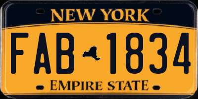 NY license plate FAB1834