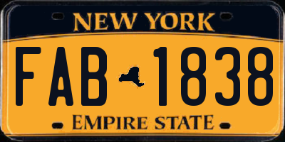 NY license plate FAB1838