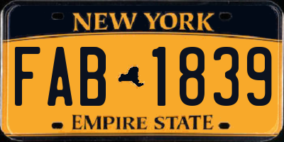 NY license plate FAB1839