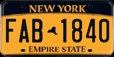 NY license plate FAB1840