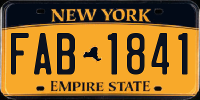 NY license plate FAB1841