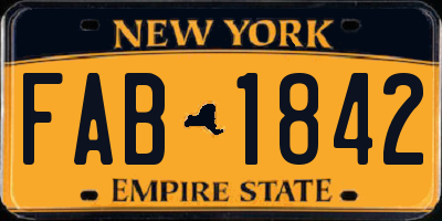 NY license plate FAB1842