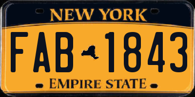 NY license plate FAB1843