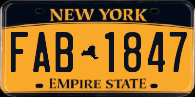 NY license plate FAB1847