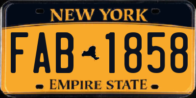 NY license plate FAB1858