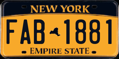 NY license plate FAB1881