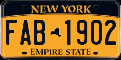 NY license plate FAB1902