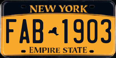 NY license plate FAB1903