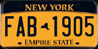 NY license plate FAB1905