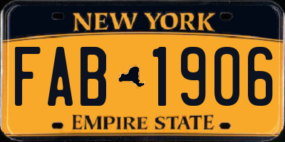 NY license plate FAB1906