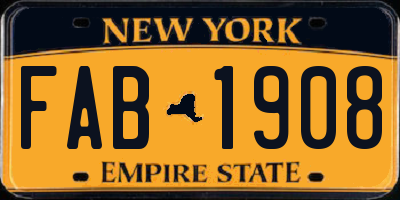 NY license plate FAB1908