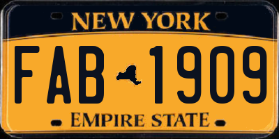 NY license plate FAB1909