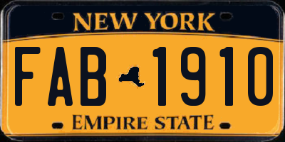 NY license plate FAB1910