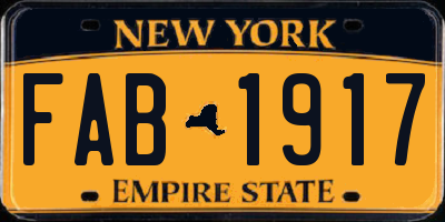 NY license plate FAB1917