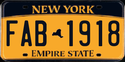 NY license plate FAB1918