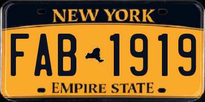 NY license plate FAB1919