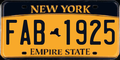 NY license plate FAB1925